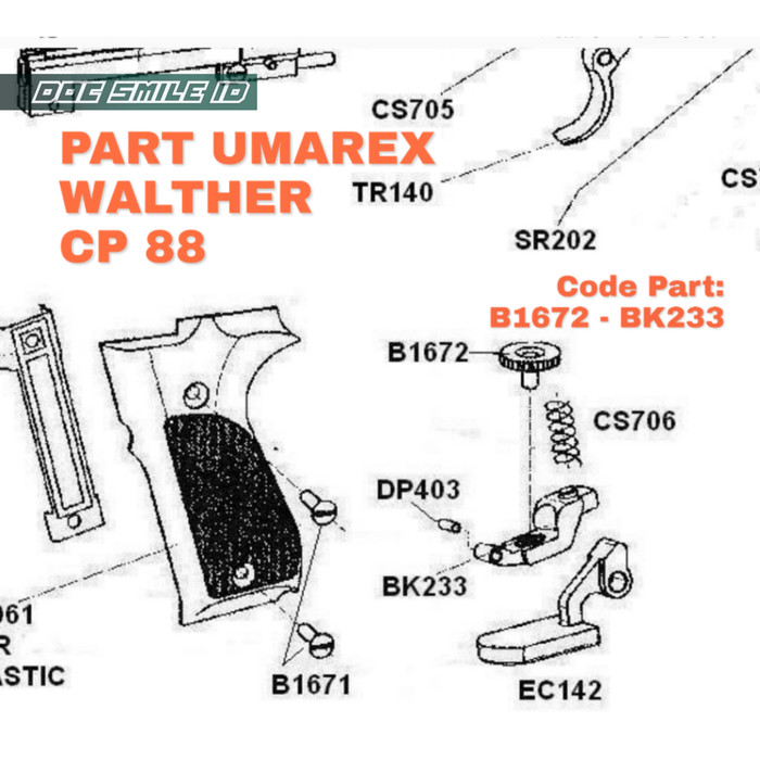 Gambar PART UMAREX WALTHER CP 88 PRESSURE PLATE CARTRIDGE SCREW CUSTOM